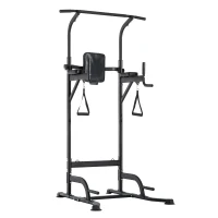 HOMCOM Stazione Fitness Multifunzione Power Tower per Allenamento a Casa Professionale Portata 120kg 129x98x172-224cm(m-10)