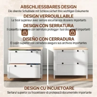 HOMCOM Dulap pentru documente cu 2 sertare pentru dosare A4, încuietoare și chei, 76x40x76cm, alb(m-6)