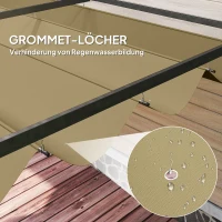 Outsunny Pergola, Robuuste Zonwering voor Tuin, Balkon, Terras, van Metaal en Kunststof, UV- en Waterafstotend, Khaki(m-6)