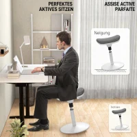 HOMCOM Scaun ergonomic și căptușit, reglabil pe înălțime, cu înclinare de 5°, 41.5x41.5x51.5-71.5 cm, gri(m-4)