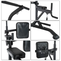 HOMCOM Stazione Fitness Multifunzione Power Tower per Allenamento a Casa Professionale Portata 120kg 129x98x172-224cm(m-6)