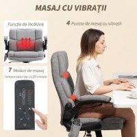 HOMCOM Scaun de Birou cu Masaj la 4 Puncte cu Încălzire și Brațe Pliabile, Gri(m-4)