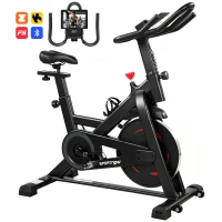 SPORTNOW Heimtrainer Fahrrad Höhenverstellbar Hometrainer mit APP Magnetwiderstand LCD-Monitor verstellbar Lenker Handyhalter(m-11)