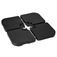 Outsunny Base para Sombrilla de 4 Piezas Soporte para Parasol de HDPE Rellenable con Agua 59 kg o Arena 80 kg para Jardín Negro