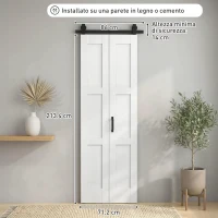HOMCOM Porta 71x213cm, Stile Rustico, Kit Montaggio, Maniglia, Bianco Effetto Legno.(m-3)