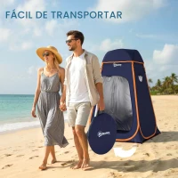Outsunny Tenda de Campismo Instantânea Pop-Up Tenda de Duche Portátil com Bolsa de Transporte Impermeável Azul Escuro(m-9)