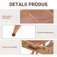 HOMCOM Chevalet din lemn ajustabil, pliabil, ideal pentru artiști, cu depozitare integrată(m-6)