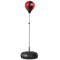 HOMCOM Set Punching Ball da Terra per Adolescenti con Guantoni e Pompa, Altezza Regolabile da 126-144 cm(m-1)