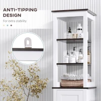 HOMCOM Mobile Bagno Alto Stretto, Mobiletto Bagno Salvaspazio con 3 Ripiani Aperti, Ripiano Regolabile, per Lavanderia, 40x38x162.5 cm, Bianco(m-6)