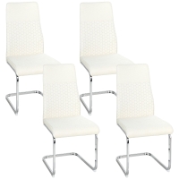HOMCOM Juego de 4 Sillas de Comedor con Asiento y Respaldo Acolchado Tapizado en Terciopelo Patas de Acero Crema