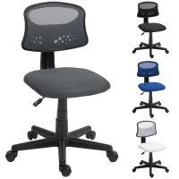 HOMCOM Silla de Oficina sin Brazos Silla de Escritorio Giratoria con Respaldo de Malla Transpirable Altura Ajustable Gris(m-10)