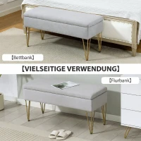HOMCOM Banco Pie de Cama Tapizado en Lino Sintético con Patas de Acero y Asiento Acolchado Gris Claro(m-8)