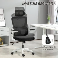 Vinsetto, Scaun de Birou, Reglabil și Reclinabil, Material textil din plasă, 60x59x114-122 cm, Negru(m-4)
