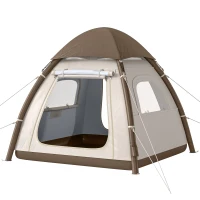 Outsunny Tienda de Campaña Inflable con Mosquitera Vestíbulo Bomba para 3–4 Personas UPF30+ Bolsa Montaje Rápido Impermeable(m-11)
