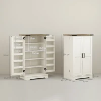 HOMCOM Armario Despensa Cocina con 2 Puertas 16 Estantes y Estante Ajustable para Comedor Salón 60x40x104 cm Crema(m-3)