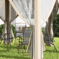 Outsunny tuinpaviljoen opvouwbaar tuinhuisje 4 x 4 m pop-up tent partytent incl. draagtas 6 zijpanelen dubbel dak zeshoekig beige + kaki(m-8)