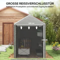 Outsunny Gartenschuppen, Lagerzelt, robust & wetterfest, Stahlrahmen, 1,2x1,8x1,6m, Hellgrau(m-6)