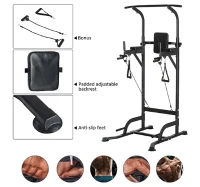 HOMCOM Stazione Fitness Multifunzione Power Tower per Allenamento a Casa Professionale Portata 120kg 129x98x172-224cm(m-5)