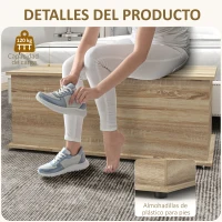 HOMCOM Banco de Almacenaje con Bisagra de Seguridad Estilo Moderno para Pasillo Dormitorio Salón 100x40x40 cm Roble(m-6)