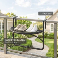 Outsunny Mesa Colgante de Balcón Semicircular 60x47x50 cm Ajustable en Altura Simple y Conveniente para Barandilla de Balcón Terraza Patio(m-9)
