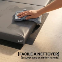 HOMCOM Tapis de gymnastique yoga pilates fitness pliable en 4 avec poignées revêtement synthétique 180 x 80 x 5 cm gris(m-5)