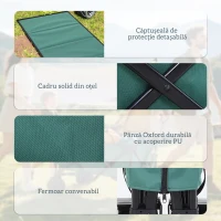 Outsunny Cărucior de Grădină cu Mâner Telescopic, Cărucior pentru Transport Obiecte până la 70 kg, 108x55 cm, Verde(m-6)