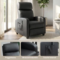 HOMCOM Poltrona Relax Massaggiante con Telecomando e 8 Programmi, Reclinazione e Poggiapiedi, 68x88x98cm, Nero(m-7)