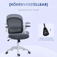 Vinsetto Scaun de Birou Ergonomic cu Spătar din Plasă și Înălțime Reglabilă, 65.5x61.5x88-97.5cm, Gri(m-4)