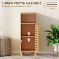 HOMCOM Badezimmerschrank, offenes Regal, Schrank, Bambusholz, Lamellentür, Hellbraun(m-5)
