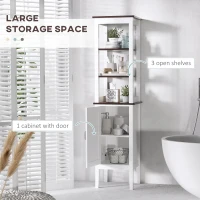 HOMCOM Mobile Bagno Alto Stretto, Mobiletto Bagno Salvaspazio con 3 Ripiani Aperti, Ripiano Regolabile, per Lavanderia, 40x38x162.5 cm, Bianco(m-4)
