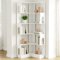 HOMCOM Estantería de esquina, estante de almacenamiento de 6 niveles con paneles laterales arqueados, 60 x 60 x 165,5 cm, blanco(m-6)