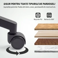 HOMCOM Scaun de Birou Respirabil și Reglabil pe Înălțime, din Material Plasă, 65x59x92.5-102.5 cm, Negru(m-8)