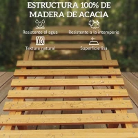 Outsunny Tumbona Plegable de Madera de Acacia con Cojín Reposacabezas Asa de Transporte para Jardín Terraza 183x54x63 cm Beige(m-4)