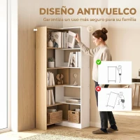 HOMCOM Estantería Expandible 5 Niveles Giratoria 350° Ancho Ajustable Convertible en en L Recta o Compacta 111,5x23,8x163,7 cm(m-7)
