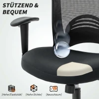 HOMCOM Scaun de Birou Respirabil și Reglabil pe Înălțime, din Material Plasă, 65x59x92.5-102.5 cm, Negru(m-6)