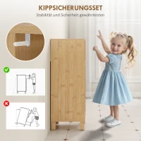 HOMCOM Badezimmerschrank, offenes Regal, Schrank, Bambusholz, Lamellentür, Hellbraun(m-7)