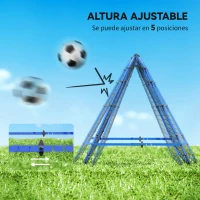 HOMCOM Red de Rebote Plegable y Ajustable para Entrenamiento de Fútbol Béisbol y Tenis 100x95x90 cm Azul(m-4)