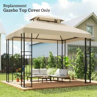 Outsunny Teto de Reposição 4x3 m com Teto Duplo Orifícios de Drenagem e Proteção UV Apenas Teto NÃO Inclui Estrutura Creme(m-2)