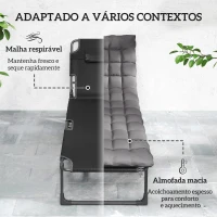Outsunny Conjunto de 2 Espreguiçadeiras Dobráveis com Apoio de Cabeça, Almofadas, Bolso Lateral e Encosto Reclinável em 5 Posições, Cinzento Escuro(m-5)