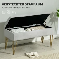 HOMCOM Banco Pie de Cama Tapizado en Lino Sintético con Patas de Acero y Asiento Acolchado Gris Claro(m-5)
