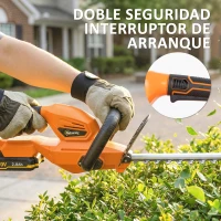 Outsunny Cortasetos Batería 18V con Batería de 2000mAh Hoja de Doble Acción 51 cm Motor sin Escobillas y Cargador Naranja(m-8)