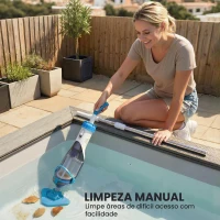 Outsunny Limpa-Fundos de Piscina Manual Sem Fios com Escova e Barra Ajustável de 63-150 cm para Piscinas Pequenas Azul(m-7)