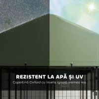 PawHut Țarc pentru Câini de Exterior din Oțel cu Acoperiș din Material Oxford, Anti-UV, Impermeabil, 2 Boluri, Verde(m-4)