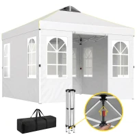 Outsunny Tenda Dobrável 3x3 m Pop-up com UPF 50+, 4 Laterais Removíveis, Altura Ajustável e Bolsa de Transporte, Branco(m-11)