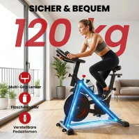 SPORTNOW Heimtrainer Fahrrad Höhenverstellbar Hometrainer mit APP Magnetwiderstand LCD-Monitor verstellbar Lenker Handyhalter(m-8)
