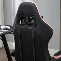 Vinsetto Bürostuhl, Gamingstuhl, 1 Kopfstütze, 1 Lendenstütze, Rosa + Schwarz(m-8)