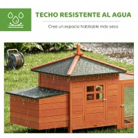 PawHut Gallinero de Madera Exterior Jaula para Gallinas con Nidos Corral Bandeja Extraíble Tapa Abatible 196x76x97 cm Naranja(m-8)