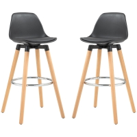 HOMCOM Lot de 2 tabourets de bar, chaises de bar avec dossier et repose-pieds, assise rembourrée, 43 x 43 x 91 cm, noir