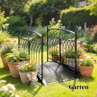 Outsunny Gartenbrücke aus Metall 135,5 cm Teichbrücke mit Sicherheitsgeländern Antik-Optik Rostbeständig einfache Montage(m-7)