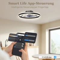 HOMCOM Deckenventilator mit Licht und Fernbedienung, LED-Deckenventilator mit 3 Farbtemperaturen, 6 Geschwindigkeiten, 50 cm(m-4)